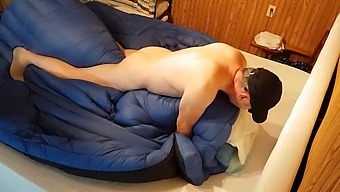 Intimate Encounter With Avian Companions On Bedding, Resulting In A Cum-Covered Comforter.
