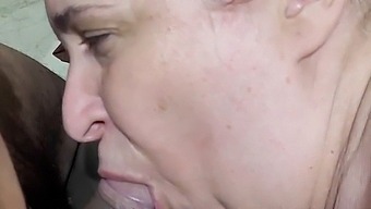 A Mature Woman With A Bit Of Extra Weight Pleases A Young Delivery Man With Oral Sex.