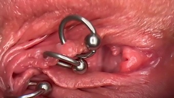 Intense Close-Up Of My Wet Pierced Pussy And Clit With Piss Play