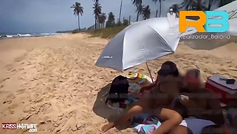 Brazilian Director Baiano'S Wife Joins Him For A Steamy Beach Encounter With Kriss Hotwife And A Bbc