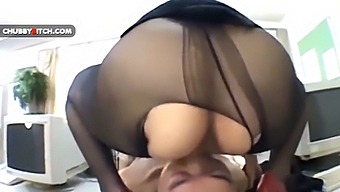 Japanese Office Worker With A Large Curvy Buttocks Rides Backwards